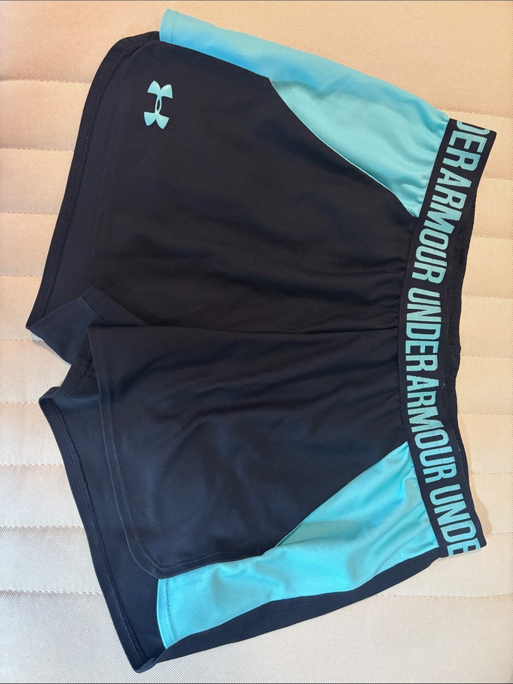 Under Armour Women's Black and Aqua Performance Shorts